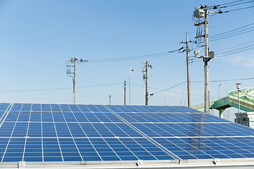 Image showing Solar panel and power line