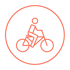 Image showing Man riding bike line icon.