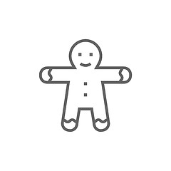 Image showing Gingerbread man line icon.