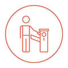 Image showing Man at car barrier line icon.