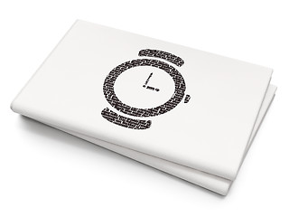 Image showing Time concept: Watch on Blank Newspaper background