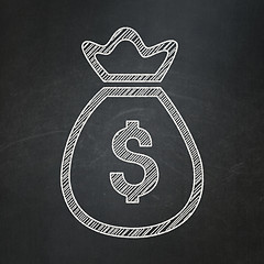 Image showing Currency concept: Money Bag on chalkboard background