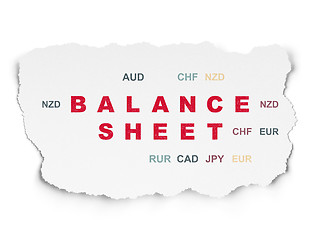 Image showing Banking concept: Balance Sheet on Torn Paper background