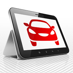 Image showing Tourism concept: Tablet Computer with Car on display