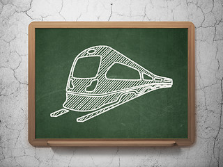 Image showing Travel concept: Train on chalkboard background