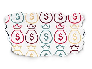 Image showing Money concept: Money Bag icons on Torn Paper background