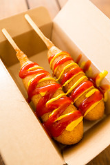 Image showing Corn dog take away