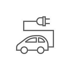 Image showing Electric car line icon.