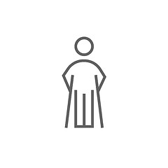 Image showing Man with crutches line icon.