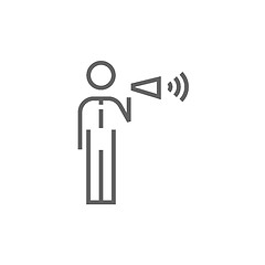 Image showing Businessman with megaphone line icon.