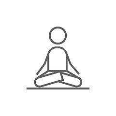 Image showing Man meditating in lotus pose line icon.