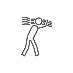 Image showing Man carrying wheat line icon.