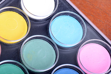 Image showing watercolor paints palette close up