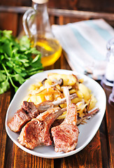 Image showing Rack of lamb fried with aromatic olive oil