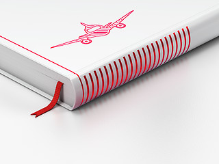 Image showing Travel concept: closed book, Aircraft on white background