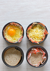 Image showing breakfast cups egg with bacon