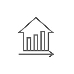 Image showing Graph of real estate prices growth line icon.