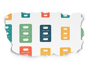 Image showing Healthcare concept: Pills Blister icons on Torn Paper background