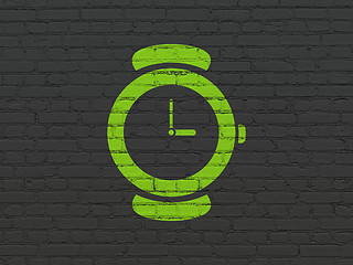 Image showing Time concept: Hand Watch on wall background