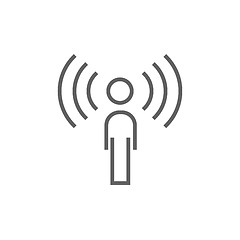 Image showing Man with soundwaves line icon.