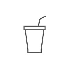 Image showing Disposable cup with drinking straw line icon.