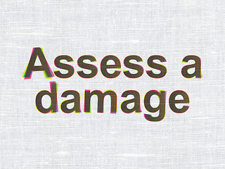 Image showing Insurance concept: Assess A Damage on fabric texture background