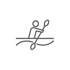 Image showing Man kayaking line icon.