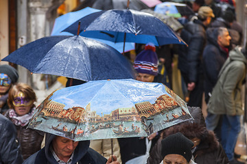 Image showing Crowd of Umbrellas in Venice