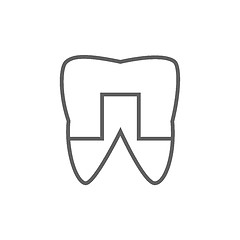 Image showing Crowned tooth line icon.