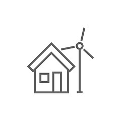 Image showing House with windmill line icon.