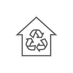 Image showing House with recycling symbol line icon.