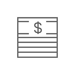 Image showing Stack of dollar bills line icon.