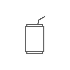 Image showing Soda can with drinking straw line icon.