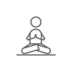 Image showing Man meditating in lotus pose line icon.