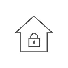 Image showing House with closed lock line icon.