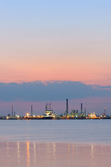 Image showing Petrochemical  refinery at sea