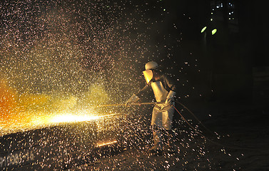 Image showing Industrial welder inside of  plant