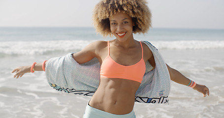 Image showing Girl Enjoy On Holidays Beach