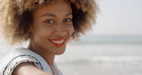 Image showing Young Girl Beckoning To Come