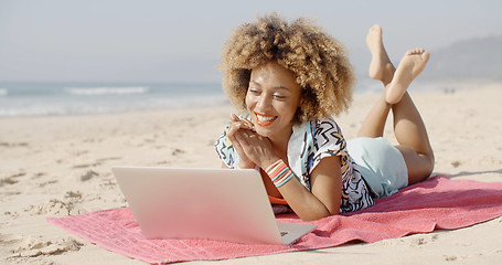 Image showing Girl Chatting Outdoor