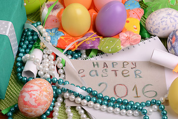 Image showing invitation card with easter eggs 