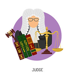 Image showing Judge Icon with Scales and Gavel