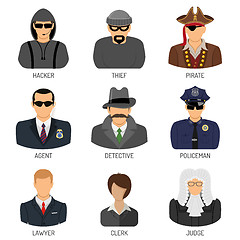 Image showing Set Characters of Criminals and Law Enforcers