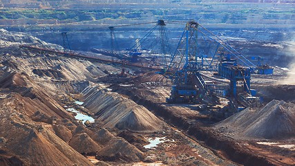 Image showing Large excavator machine in the mine