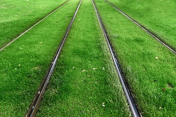 Image showing Cargo trains in old train depot