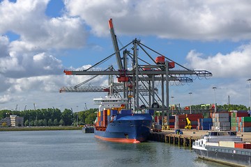 Image showing Large oil tanker in canal