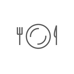 Image showing Plate with cutlery line icon.