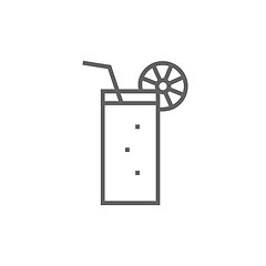 Image showing Glass with drinking straw line icon.