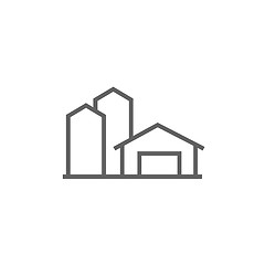 Image showing Farm buildings line icon.