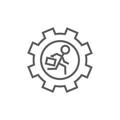 Image showing Man running inside the gear line icon.